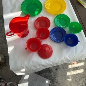 Vintage Bright Plastic Tea Set Items